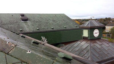 Roof of St Michael's Credit Union,  Blackrock, Cork before cleaning  by Pro Wash, Ireland